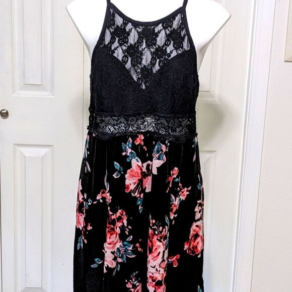 NWOT INC International Concepts Lace bodice / Floral Velvet Chemise / Mini Dress - Picture 1 of 11